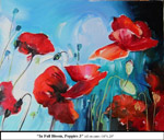 In Full Bloom, Poppies-3, Oil on Canvas